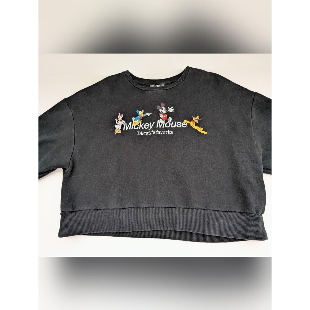 Zara Disney Women's (Size S/M) Mickey Mouse & Characters Cropped Sweatshirt/Top